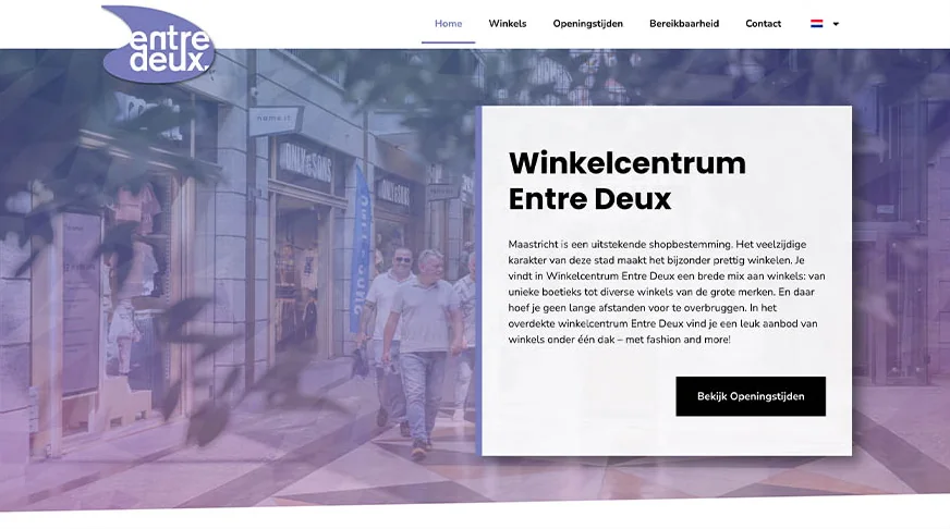 Website van Entre Deux, gemaakt door 043WEB